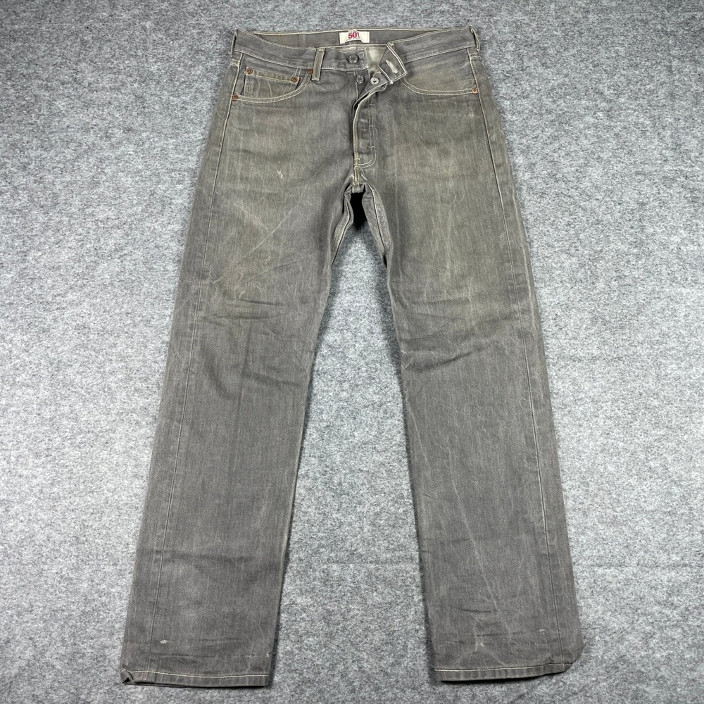 VTG Levis Jeans Mens 34x34 (Fits 33x31) Grey 501 Straight Leg Button Fly Denim